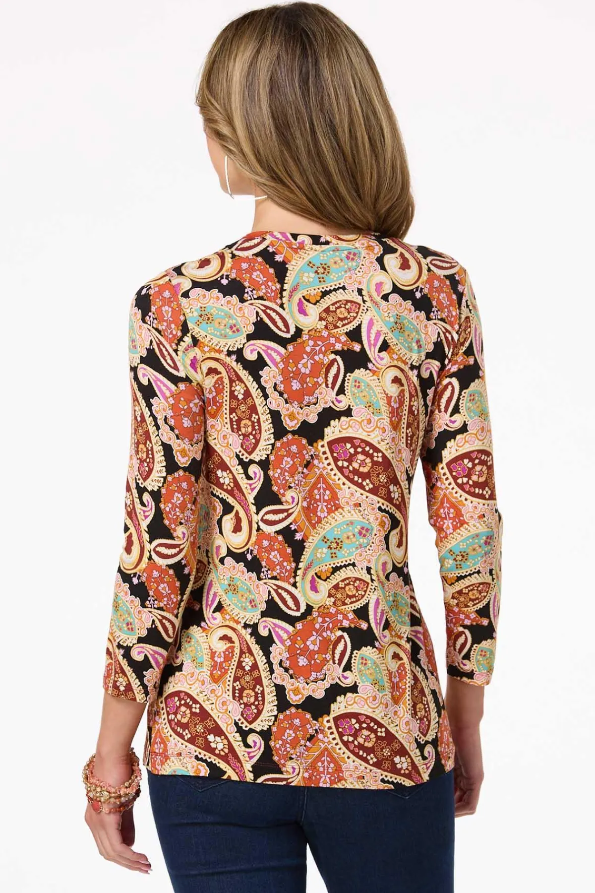 Cato Paisley Scoop Neck Top> Tops