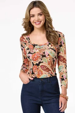 Cato Paisley Scoop Neck Top><noscript><img width=