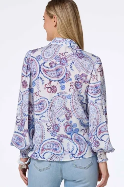Cato Paisley Smocked Cuff Shirt> Tops