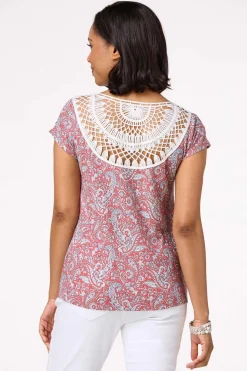 Cato Paisley Twisted Hem Top> Tops