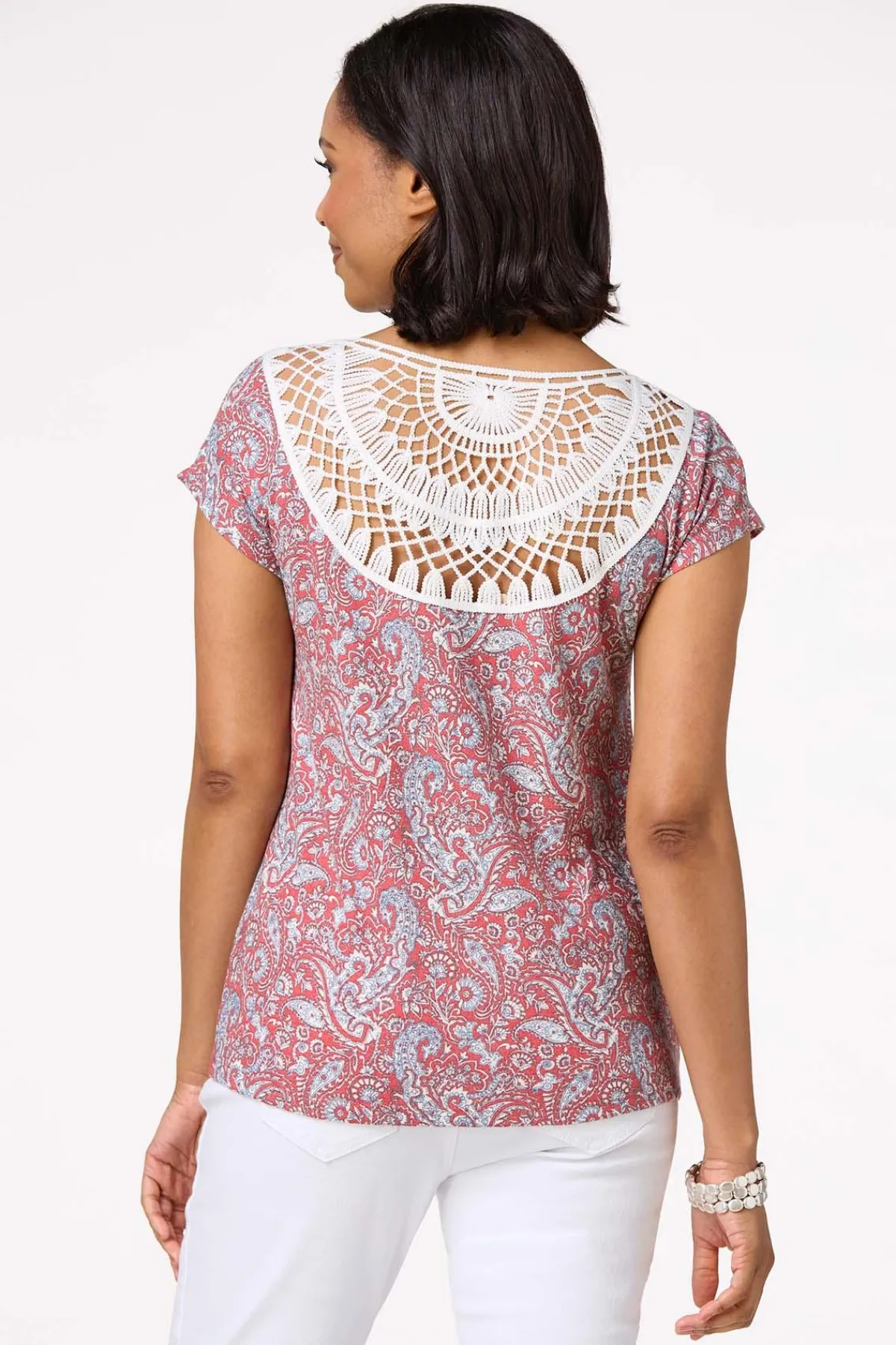 Cato Paisley Twisted Hem Top> Tops