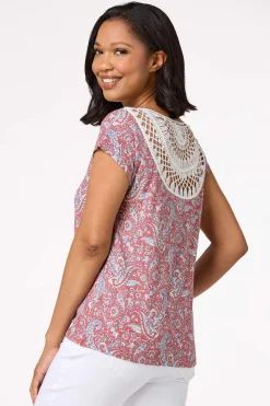 Cato Paisley Twisted Hem Top><noscript><img width=