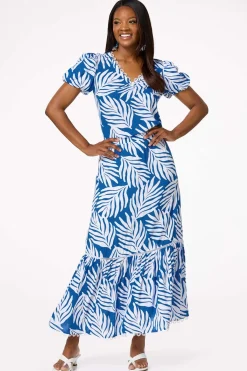 Cato Palm Leaf Bubble Sleeve Top><noscript><img width=