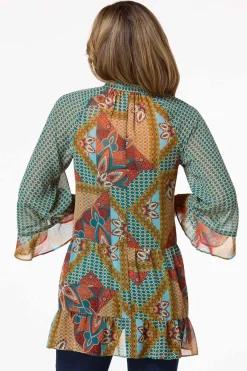 Cato Patchwork Flounced Trim Shirt> Tops