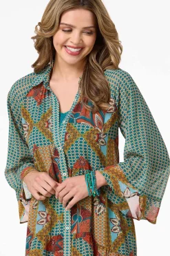 Cato Patchwork Flounced Trim Shirt><noscript><img width=