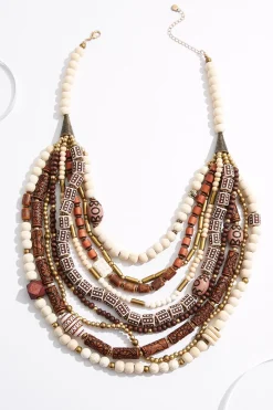 Cato Pattern Wood Layered Necklace> Necklaces
