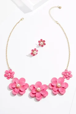 Cato Pearl Center Flower Necklace Set><noscript><img width=