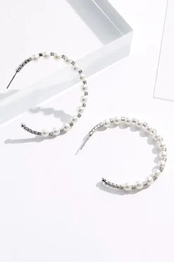 Cato Pearl Rhinestone Open Hoop Earrings> Social Occasion|Earrings