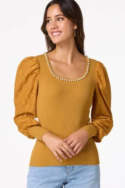 Cato Pearl Scoop Neck Sweater> Sweaters