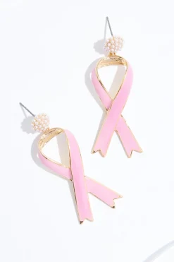 Cato Pearl Stud Awareness Ribbon Earrings> Earrings