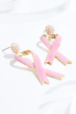 Cato Pearl Stud Awareness Ribbon Earrings> Earrings