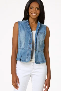 Cato Peplum Faded Denim Vest> Jackets & Vests|Jeans