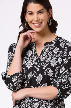 Cato Petite Black And White Floral Tunic><noscript><img width=