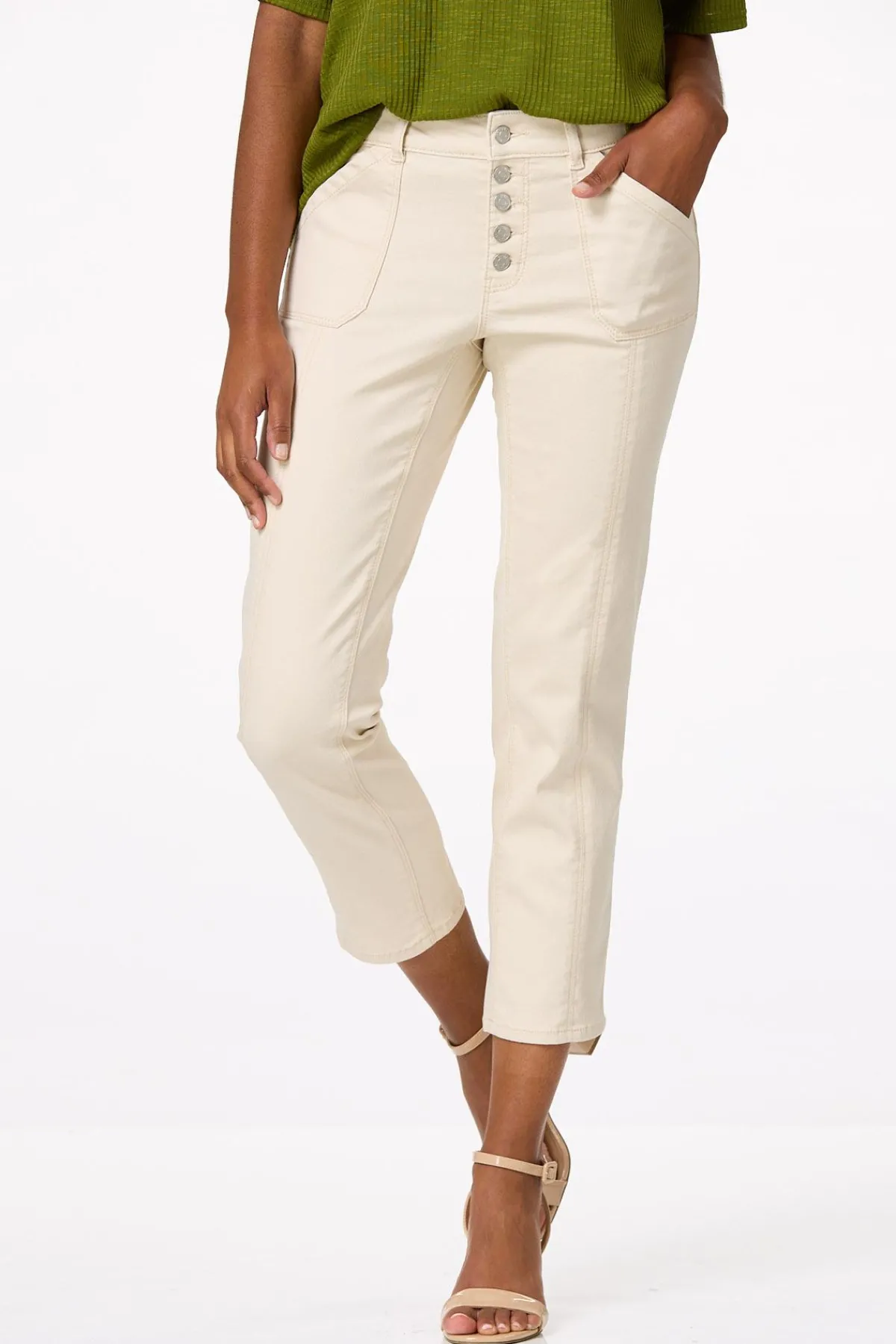 Cato Petite Button Front Ankle Pants> Petites|Jeans