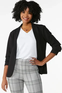 Cato Petite Crepe Ruched Sleeve Blazer> Petites|Jackets & Vests