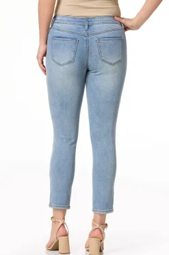 Cato Petite Floral Embroidered Pearl Ankle Jeans> Petites|Jeans