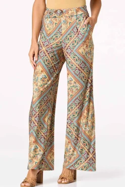 Cato Petite Framed Floral Wide Leg Pants> Petites|Pants