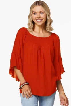 Cato Petite Ruffled Bell Sleeve Top> Petites|Tops