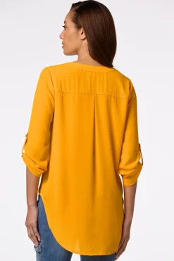 Cato Petite Solid High- Low Top> Petites|Tops