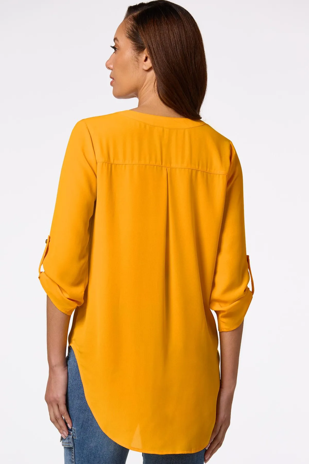 Cato Petite Solid High- Low Top> Petites|Tops