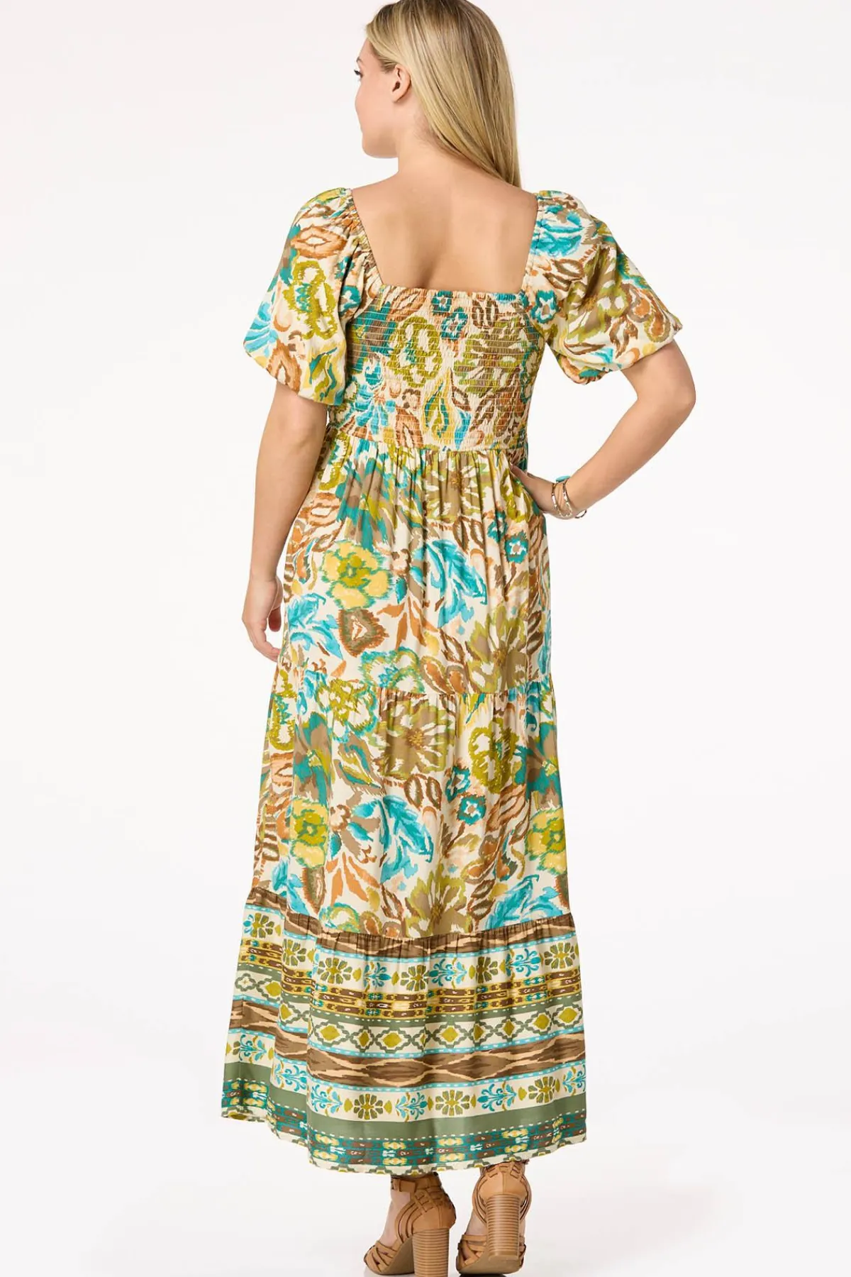 Cato Petite Tiered Bubble Sleeve Maxi Dress> Petites|Dresses