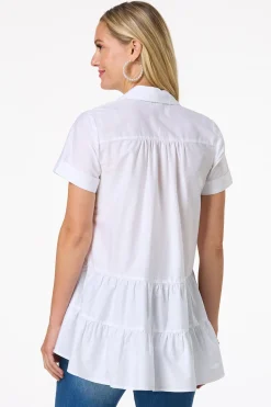 Cato Petite Tiered Poplin Tunic> Petites|Tops