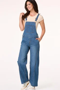 Cato Petite Wide Leg Denim Overalls> Petites|Jeans