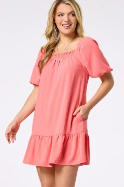 Cato Pink Bubble Sleeve Dress> Dresses