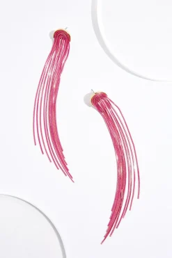 Cato Pink Chain Tassel Earrings> Earrings
