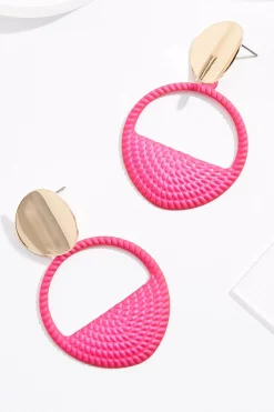 Cato Pink Cutout Circle Earrings> Earrings