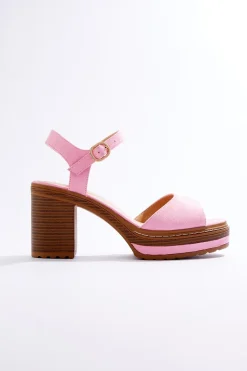 Cato Pink Faux Suede Platform Sandals> Sandals|Heels