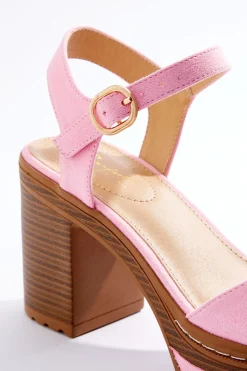 Cato Pink Faux Suede Platform Sandals><noscript><img width=