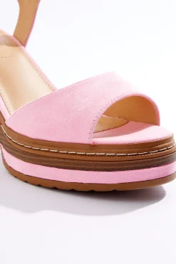 Cato Pink Faux Suede Platform Sandals><noscript><img width=