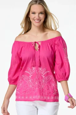 Cato Pink Floral Embroidered Top> Tops