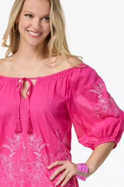 Cato Pink Floral Embroidered Top><noscript><img width=