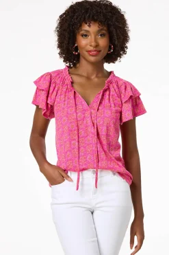 Cato Pink Floral Medallion Top><noscript><img width=