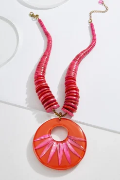 Cato Pink Wood Resin Pendant Necklace> Necklaces
