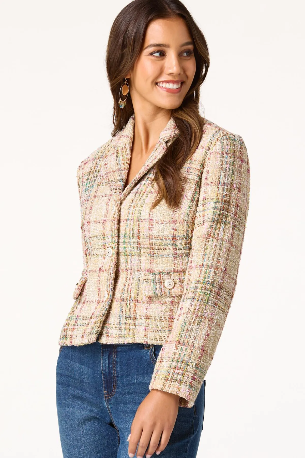Cato Plaid Boucle Blazer> Suiting|Jackets & Vests