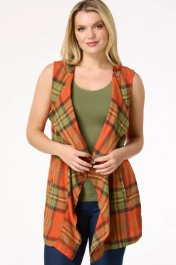 Cato Plaid Draped Vest> Jackets & Vests