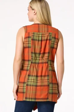 Cato Plaid Draped Vest> Jackets & Vests