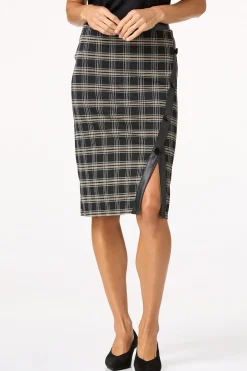 Cato Plaid Faux Leather Trim Pencil Skirt> Skirts