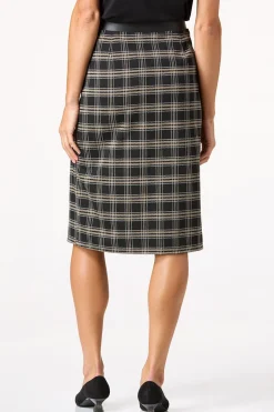 Cato Plaid Faux Leather Trim Pencil Skirt> Skirts
