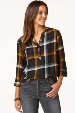 Cato Plaid Herringbone Top> Tops