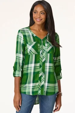 Cato Plaid Zip Front Equipment Top> Tops