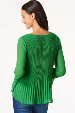 Cato Pleated Bell Sleeve Top><noscript><img width=
