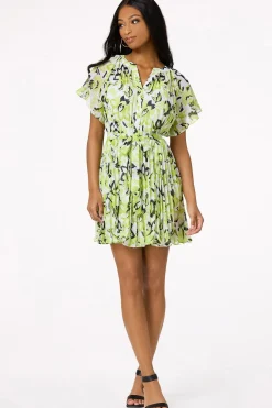 Cato Pleated Ruffled Sleeve Dress><noscript><img width=
