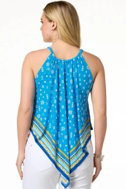 Cato Pointed Border Floral Tank> Tops