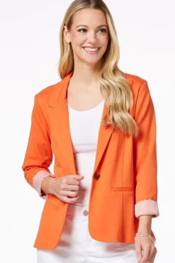 Cato Printed Cuff Ponte Blazer><noscript><img width=