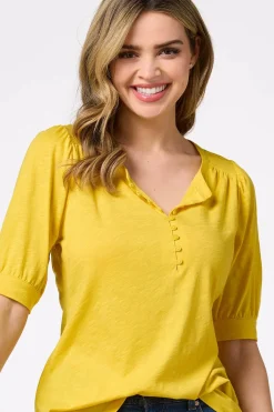 Cato Puff Sleeve Henley><noscript><img width=