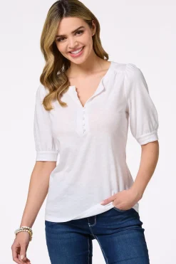 Cato Puff Sleeve Henley><noscript><img width=